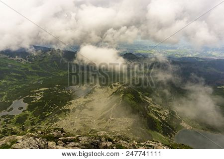 Gasienicowa Valley Under Clouds. View From Koscielec. Tatra Mountains.