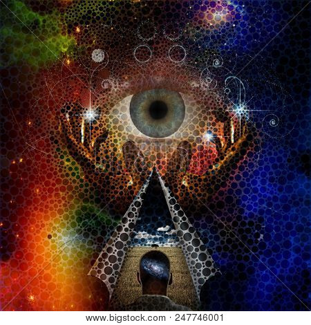 Abstract painting, human thoughts. Faith in God. 3D Rendering