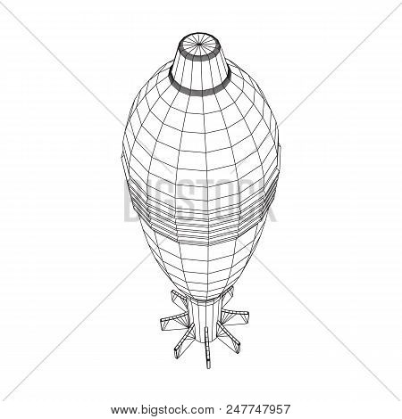 Missile, Nuclear Bomb Or Mortar Mine Wireframe Low Poly Mesh Vector Illustration