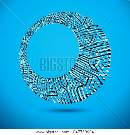 Vector Circuit Board, Digital Technologies Abstraction. Computer Microprocessor Scheme, Futuristic D