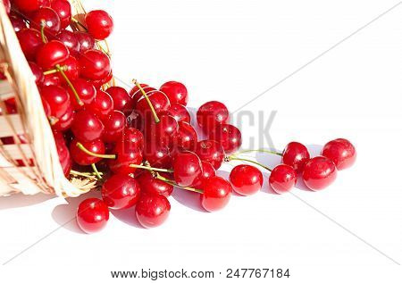 Red Ripe Cherry On A Background