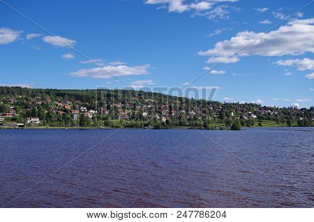 Lake Siljan With A Beautiful View Over The Town Of Rättvik