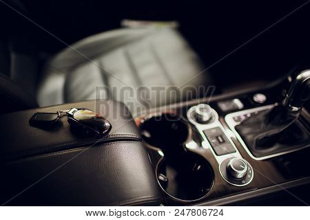 Car Keys. Auto Dealership Concept. Black Salon
