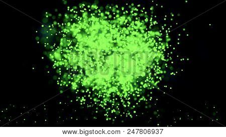 Animation Of Flying Flickering Particles Form A Heart Sign Or Like Symbol On Dark Background With Ea