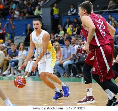 Kyiv, Ukraine - July 1, 2018: Denys Lukashov Of Ukraine In Action During The Fiba World Cup 2019 Eur