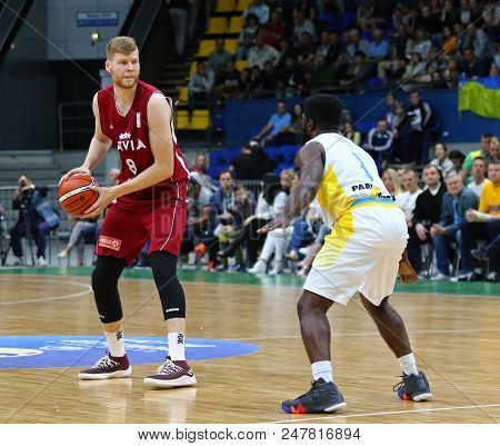 Kyiv, Ukraine - July 1, 2018: Davis Bertans Of Latvia In Action During The Fiba World Cup 2019 Europ