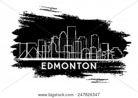Edmonton Canada City Skyline Silhouette. Hand Drawn Sketch. Business Travel and Tourism Concept with Historic Architecture. Edmonton Cityscape with Landmarks.