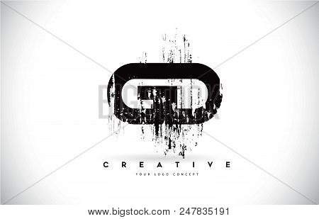 Gd G D Grunge Brush Letter Logo Design In Black Colors. Creative Brush Letters Vector Illustration.