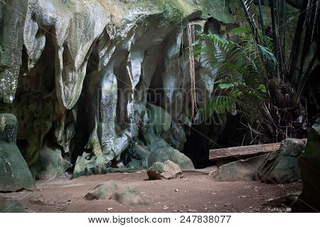 Cave And Mountain In Tropical Forest, Nature Concept