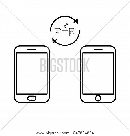 Data Image File Transfer Between Device Smartphone. File Transfer Copy Files Data Sheet Exchange Con
