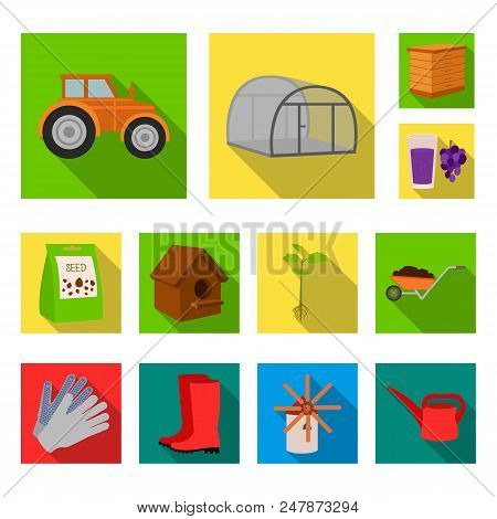Farm And Gardening Flat Icons In Set Collection For Design. Farm And Equipment Vector Symbol Stock  