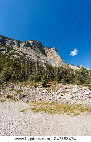 Forest And Mountains In Sarca Valley (valle Del Sarca) Near Arco And The Lake Garda In Trentino Alto