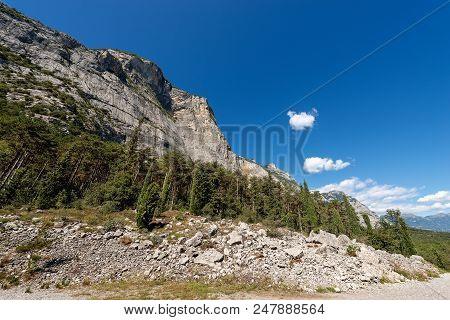 Forest And Mountains In Sarca Valley (valle Del Sarca) Near Arco And The Lake Garda In Trentino Alto