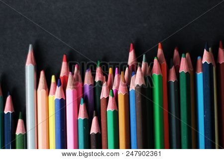 Background With Copy Space, Created From Colored Pencils