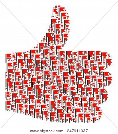 Validate Collage Built From Flag Components In Variable Sizes. Abstract Vector Thumb Finger Up Repre