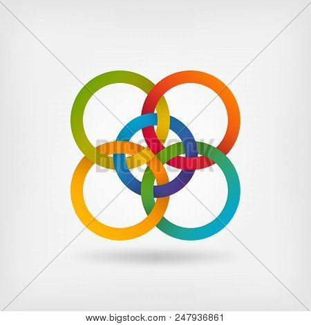 Five Interlocked Circles In Gradient Rainbow Colors. Vector Illustration - Eps 10