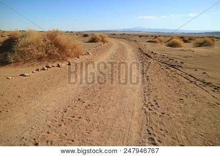 Desert Road In The Archaeological Site Of Aldea De Tulor, Atacama Desert In Northern Chile