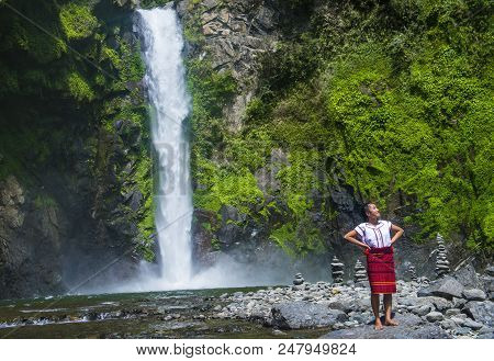 Batad, Philippines - May 02 : Girl From Ifugao Minority Near A Waterfall In Batad The Philippines On