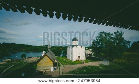 St. George Church In Staraya Ladoga, Volkhovsky District, Leningrad Oblast, June 2018. Russia Is One
