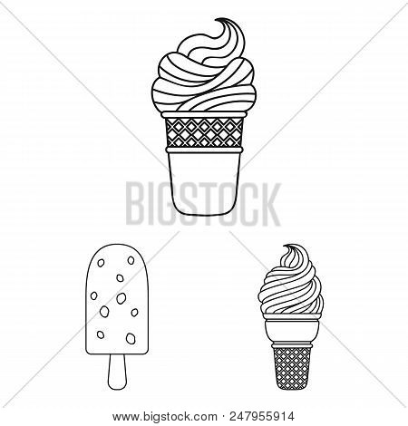 Different Ice Cream Outline Icons In Set Collection For Design. Dessert And Sweetness Vector Symbol 