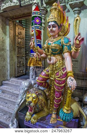 Singapore - Feb 24 : Statue In Sri Veeramakaliamman Temple In Little India, Singapore On February 24