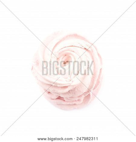Marshmallow Pink Zephyr Confection Isolated Over The White Background