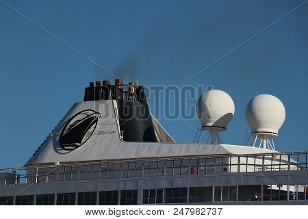Ijmuiden, The Netherlands -june 30 Th 2018: Prinsendam Operated By Holland America Line, Detail Of F