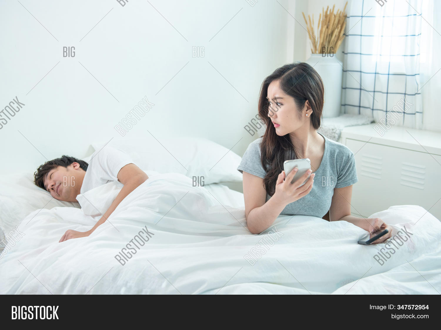 Wife Spying Phone Her Image and Photo