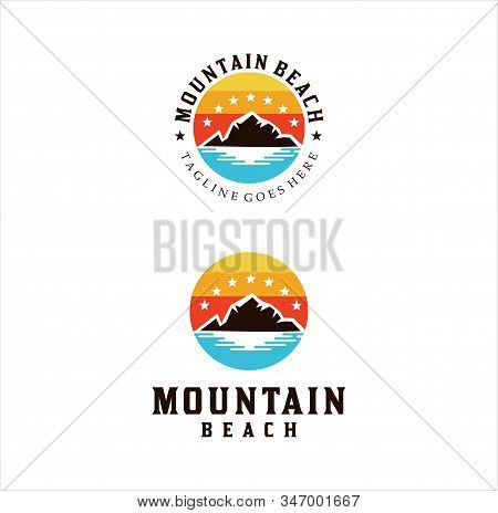 Mountain Beach Sea Adventure Logo Design Vector Stock Illustrations