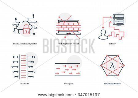 Vector Black And Red Linear Internet Data Characteristic Icons