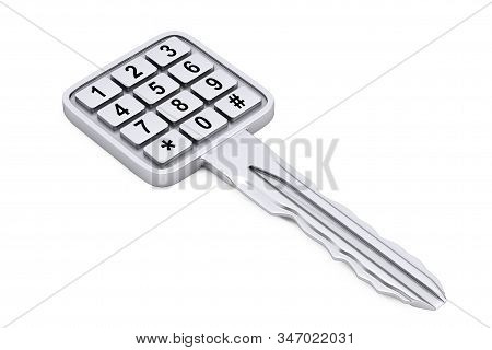Security Concept. Key With Numbers Pad On A White Background. 3d Rendering