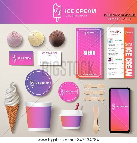Vector Ice Cream Corporate Identity Template Design Set.