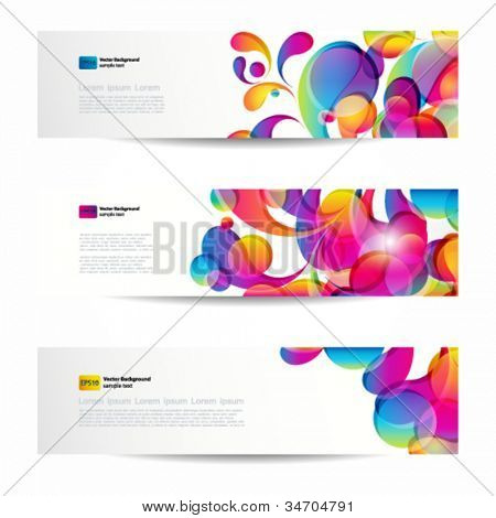 Abstract web banners with colorful arc-drop for your www design