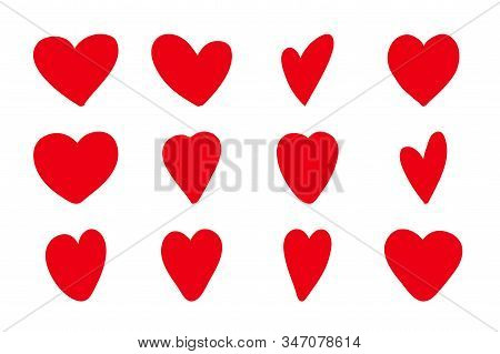Hand Drawn Hearts Icon Set. Vector Illustration Painted Elements Romantic Relationship Heart Shapes.
