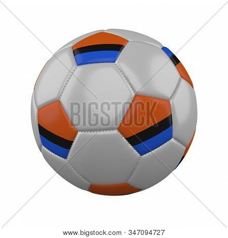 Flag Of Chagos Islands On Soccer Ball On White Background, 3d Render