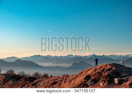 Winter Sunset From An Alpine Peak Of Friuli-venezia Giulia
