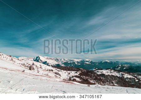 The Mount Matajur, In Italy, In A Sunny Winter Day