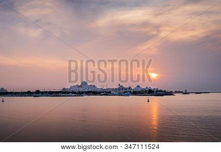 Sunset Over Presidential Palace In Abu Dhabi, Uae Capital City