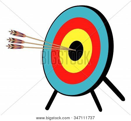 3 Arrows Hitting The Target Black Bullseys Over A White Background