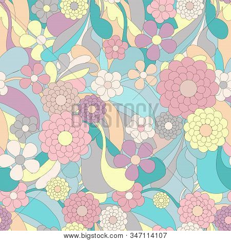 Floral Seamless Pattern. Art Pastel Coloure Design Element Stock Vector Illustration For Web, For Pr