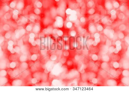 Red Bokeh. Unobtrusive Abstract Background. Soft Lights. Defocused Blurred. Template For Design With