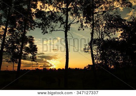 Sunset In The Middle Of The Colombian Tropics. The Sierra Nevada De Santa Marta (snowy Mountain Rang