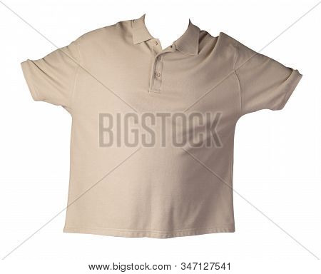 Short Sleeved Hakki T-shirt Isolated On White Background Cotton Shirt . Casual Style