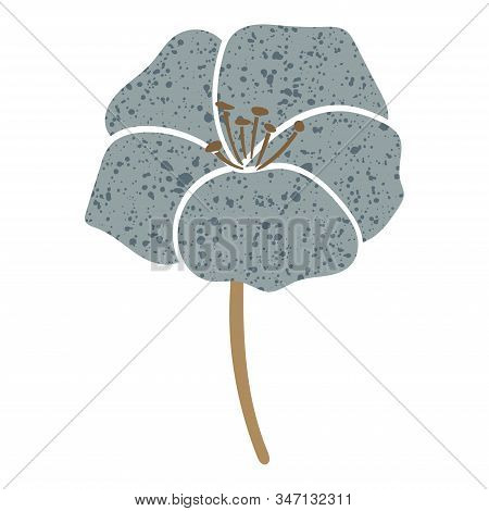 Blue Vector Floral Illustration. Romantic Geranium Flower. Image For Printing On Paper, Cards, Cover