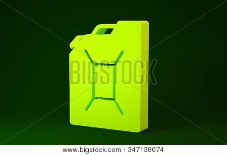 Yellow Canister For Gasoline Icon Isolated On Green Background. Diesel Gas Icon. Minimalism Concept.