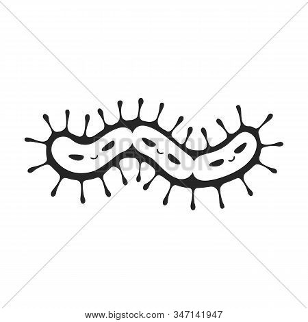 Bacteria Of Virus Vector Icon.black, Simple Vector Icon Isolated On White Background Bacteria Of Vir