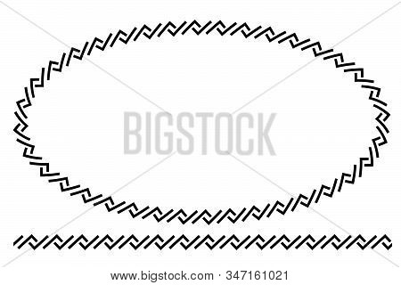Vector Shape Oval And Line Black Frame, Isolated On White .