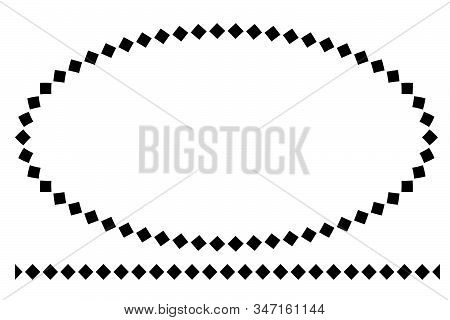 Vector Shape Oval And Line Black Frame, Isolated On White .