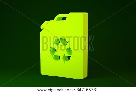 Yellow Eco Fuel Canister Icon Isolated On Green Background. Eco Bio And Barrel. Green Environment An