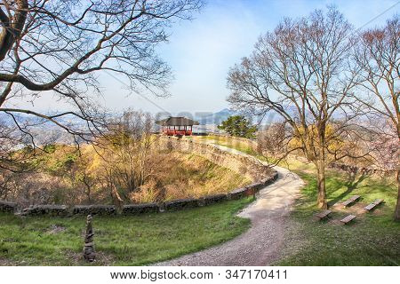 Aerial View Of Geumseong Mountain Fortress, Damyang, Jeonnam, South Korea, Asia